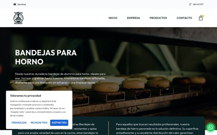 Screenshot of bandejasparahorno.pro