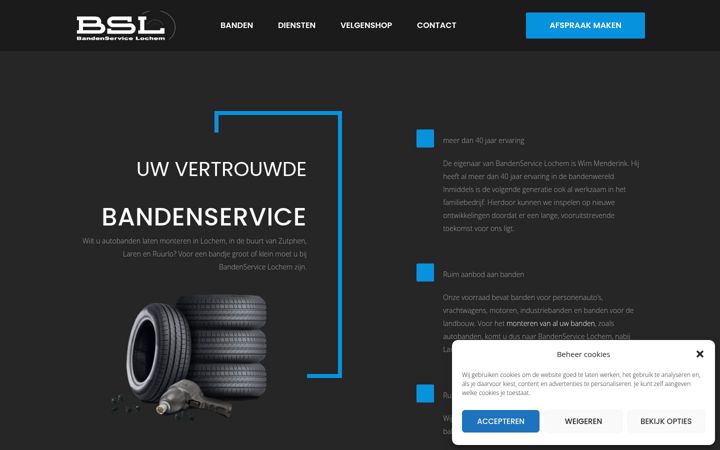 Screenshot ta' bandenservicelochem.nl
