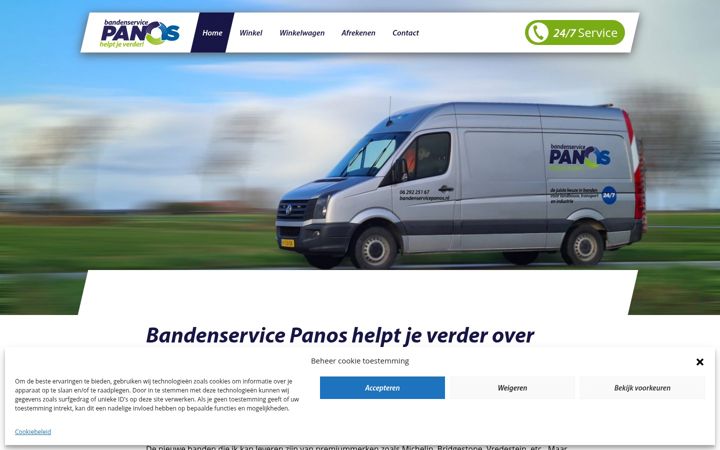 Screenshot ta' bandenservicepanos.nl
