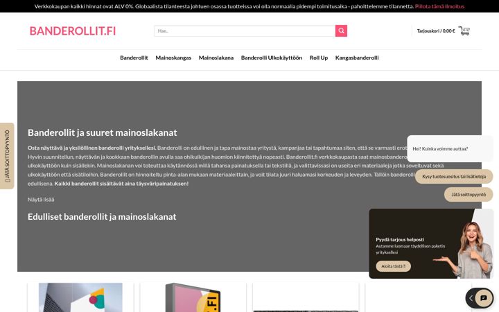 Skärmbild av banderollit.fi