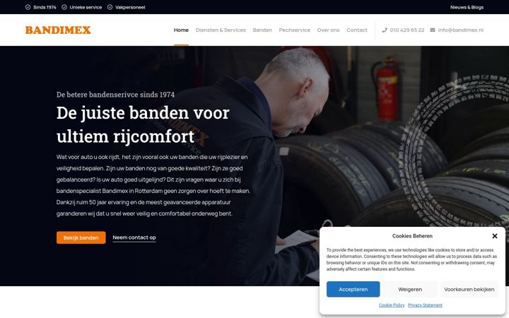 Screenshot ta' bandimex.nl