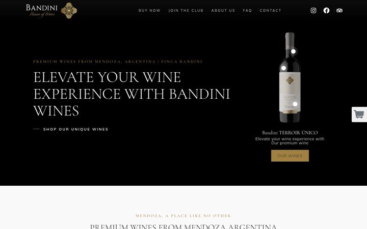 Screenshot of bandiniwines.com
