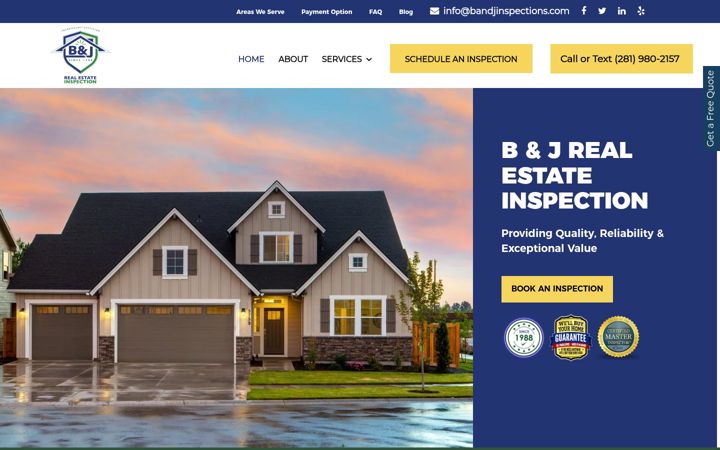 Screenshot of bandjinspections.com