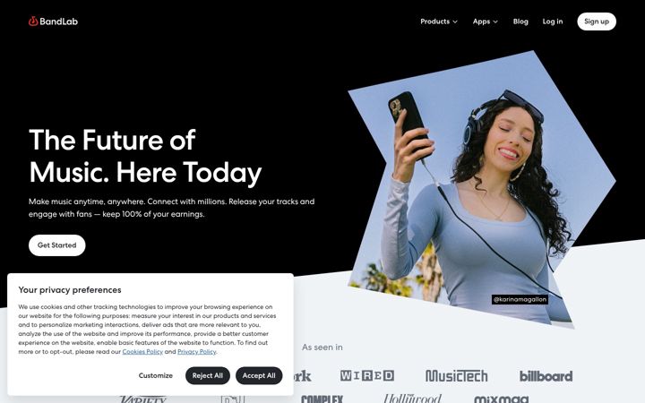 Screenshot ta' bandlab.com
