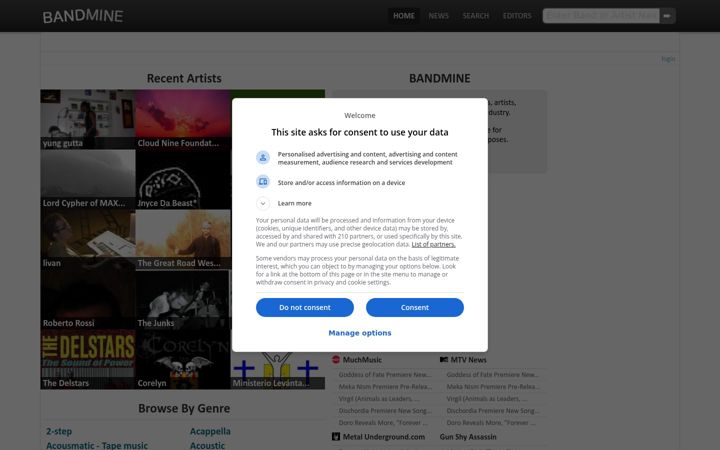 Screenshot of bandmine.com