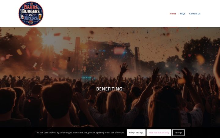 Screenshot of bandsburgersandbrews.com