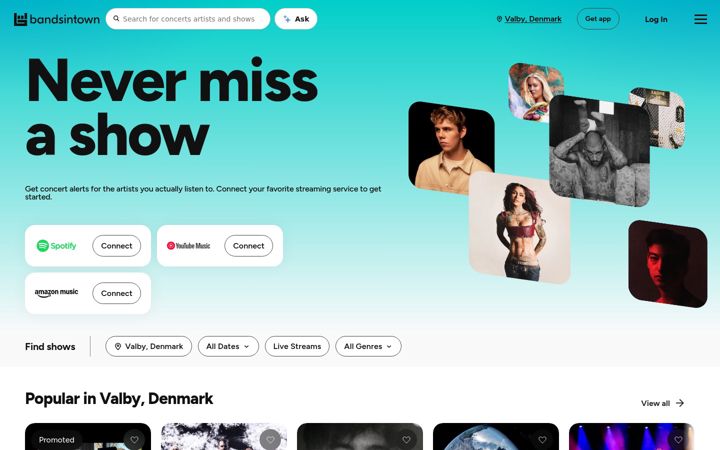 Zrzut ekranu bandsintown.com