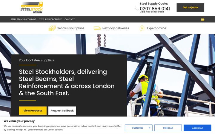 Screenshot of bandssteel.co.uk