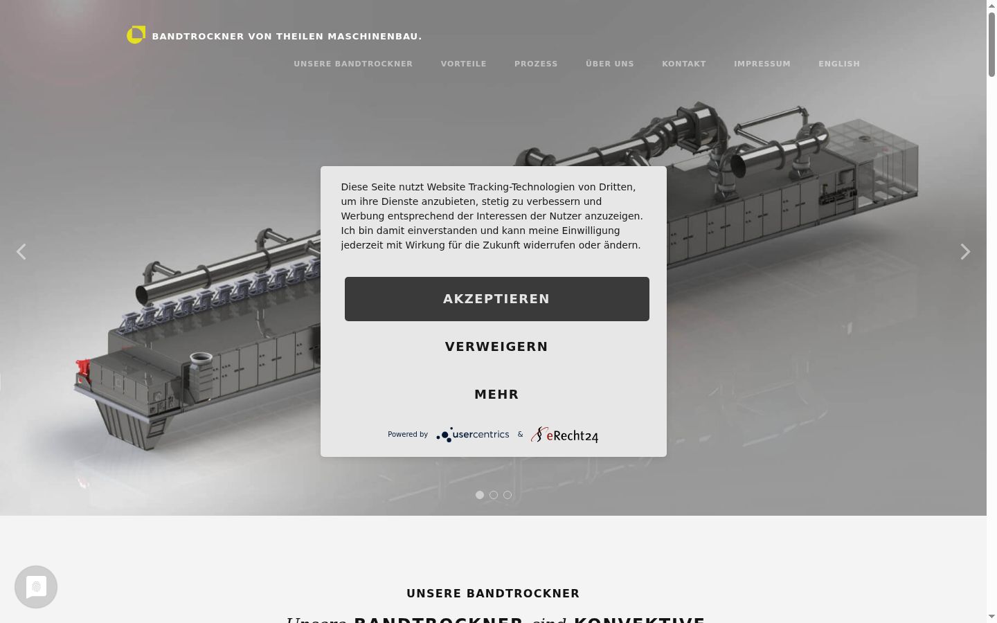 Screenshot del banner di consenso mostrato prima di qualsiasi interazione