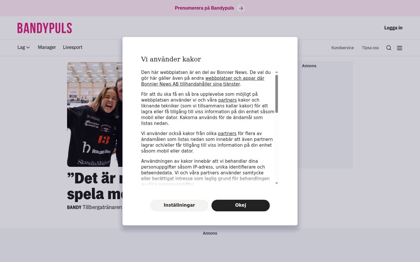 Screenshot of the consent banner shown before any interaction