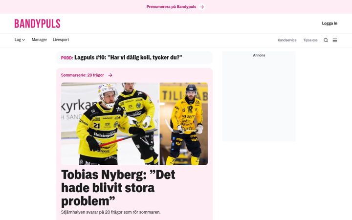 Screenshot of bandypuls.se