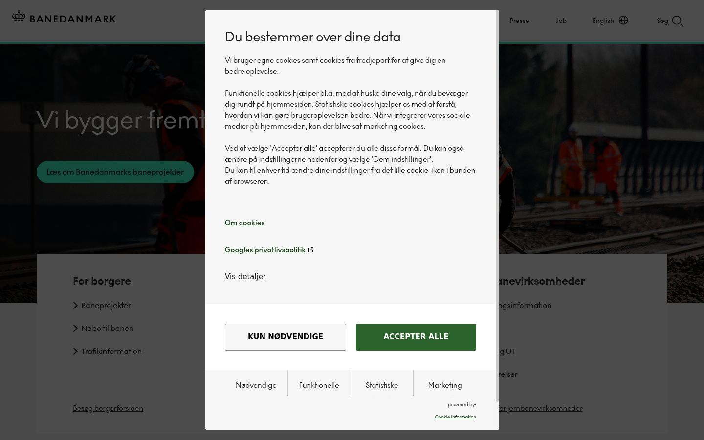Captura de pantalla del banner de consentimiento mostrado antes de cualquier interacción