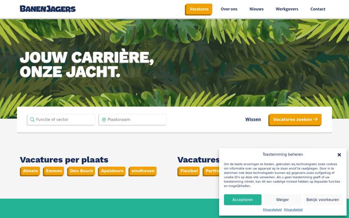 Screenshot of banenjagers.nl