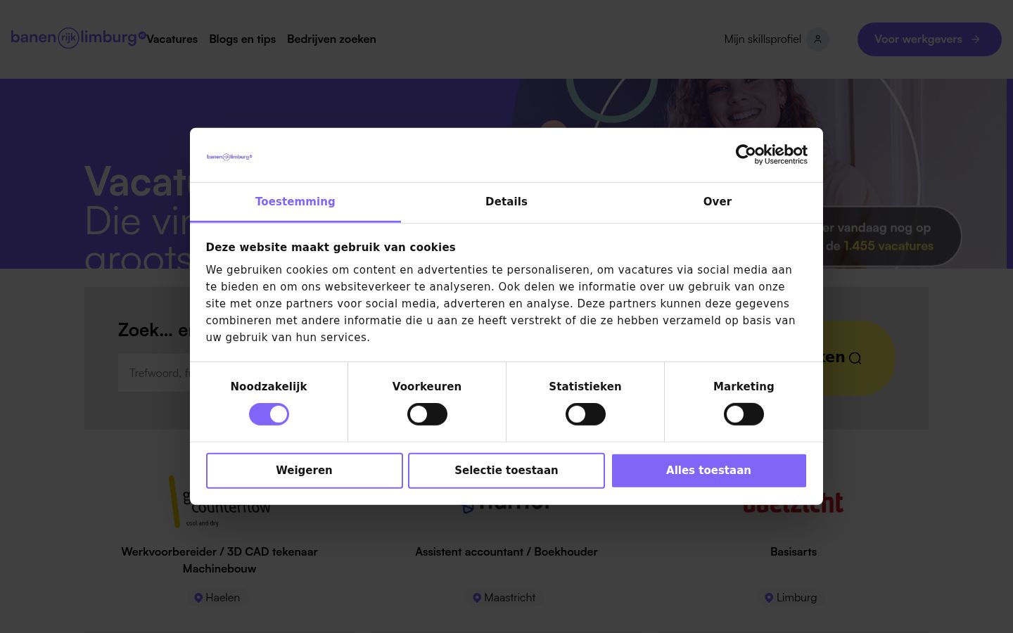 Snímka obrazovky banera súhlasu zobrazeného pred akoukoľvek interakciou