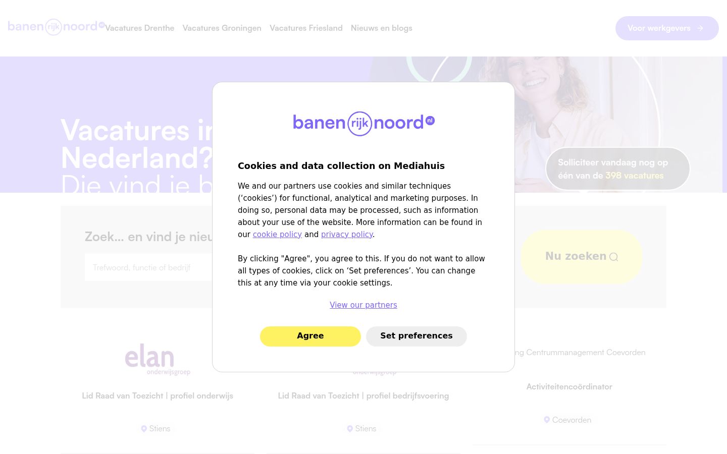 Screenshot of the consent banner shown before any interaction