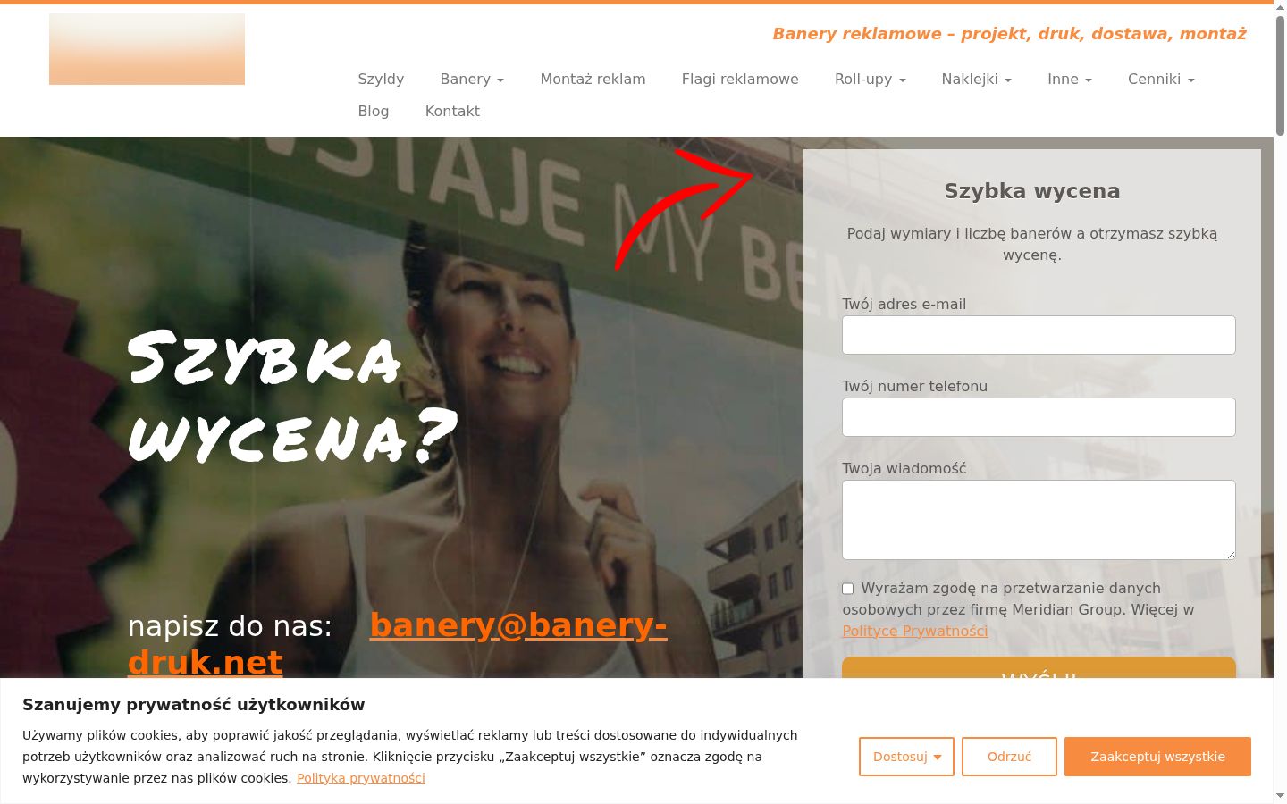 Képernyőkép a bármilyen interakció előtt megjelenő hozzájárulási bannerről