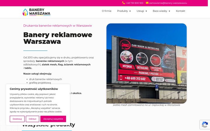 Captură de ecran a banery-warszawa.eu