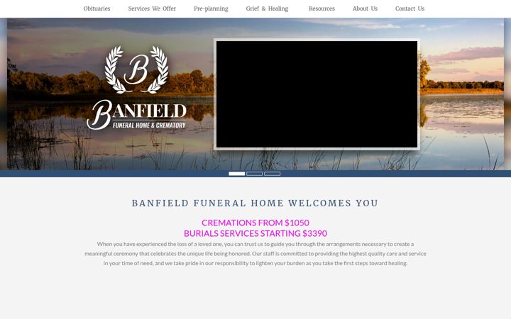 Screenshot of banfieldfuneralhome.com