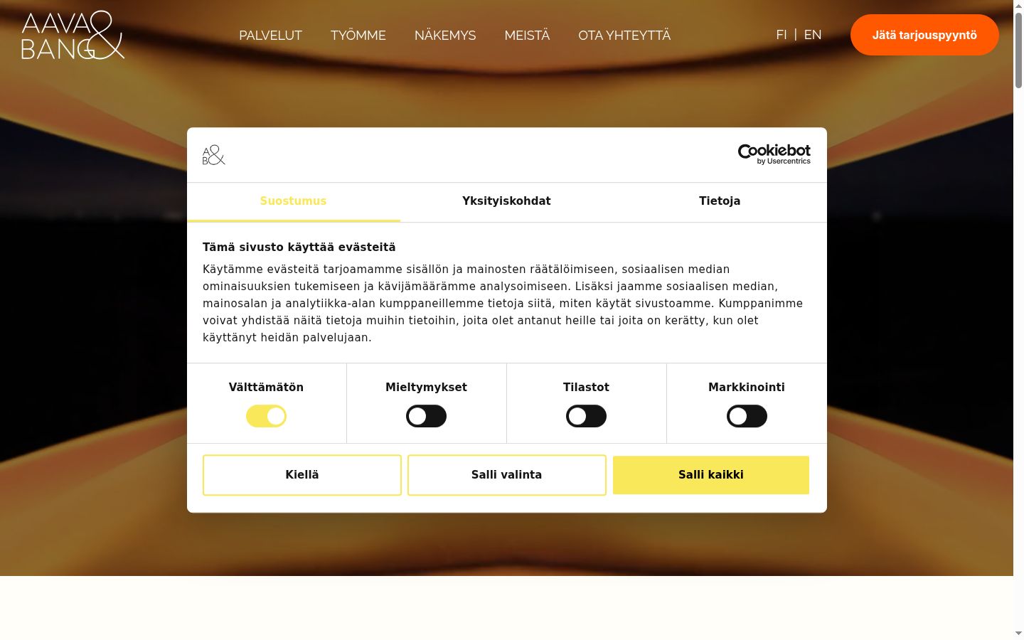 Screenshot tal-banner tal-kunsens muri qabel kwalunkwe interazzjoni