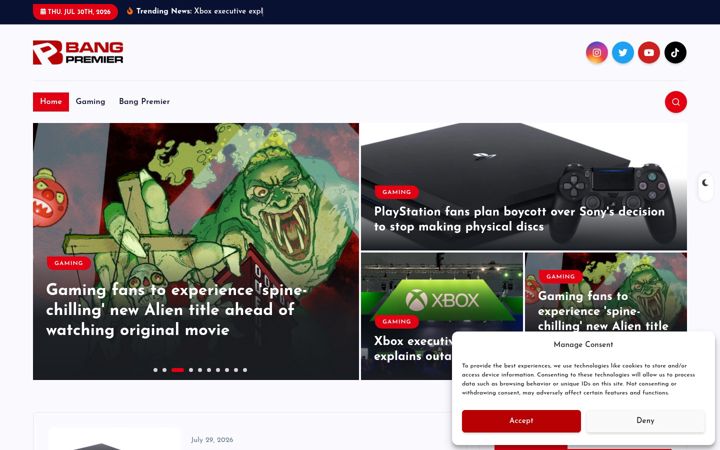 Screenshot of banggamingnews.com