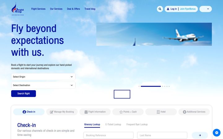Screenshot of bangkokair.com