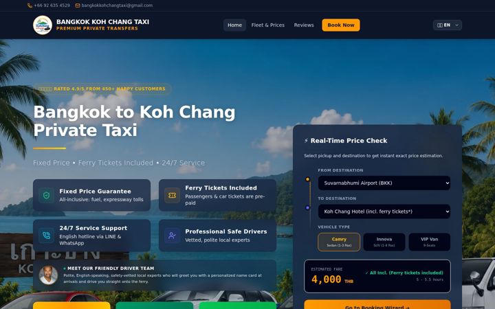 Screenshot of bangkokkohchangtaxi.com
