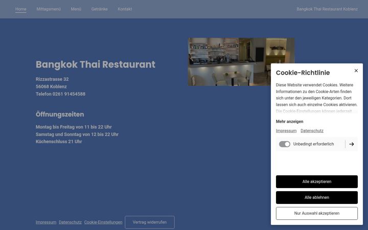 Screenshot of bangkokthairestaurantkoblenz.de