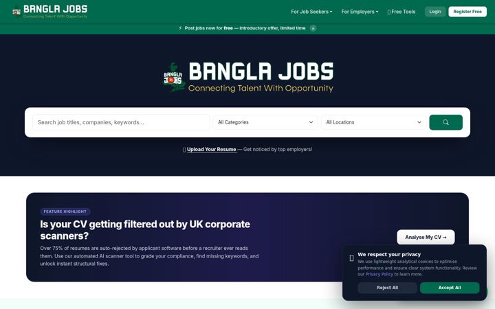 Screenshot von banglajobs.co.uk