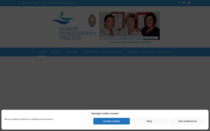 Screenshot of bangorphysiotherapy.co.uk
