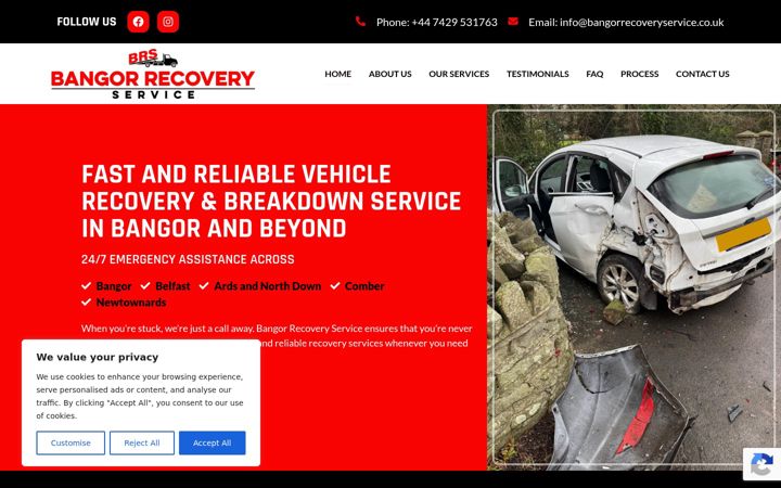Screenshot of bangorrecoveryservice.co.uk