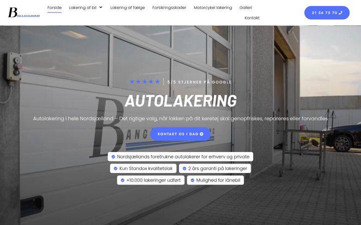 Screenshot of bangsautolakering.dk