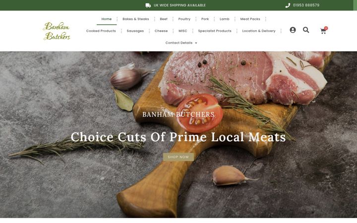 Screenshot of banhambutchers.co.uk