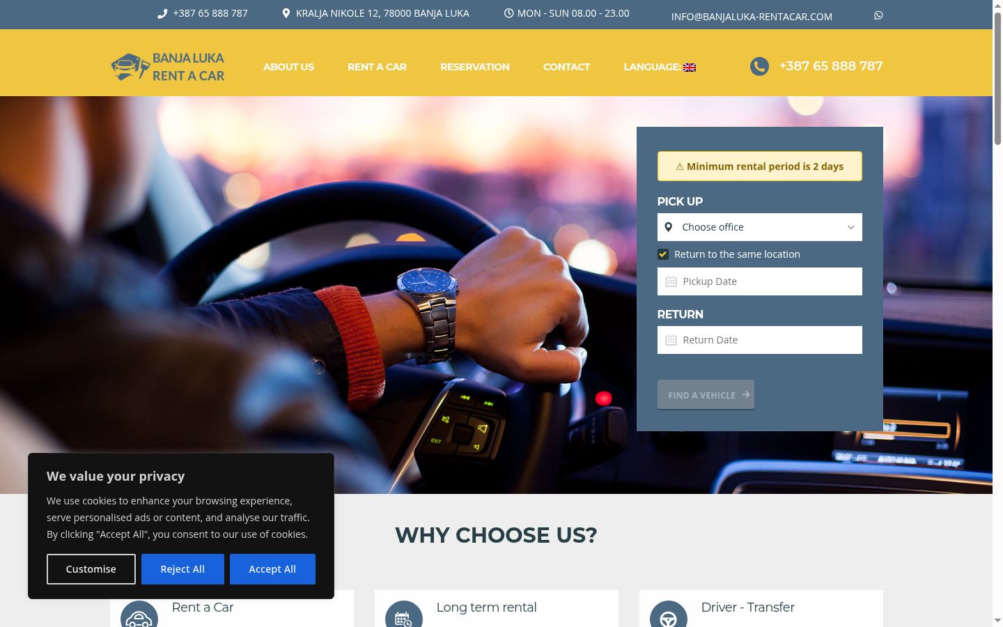 Screenshot of the consent banner shown before any interaction
