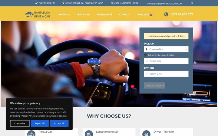 Screenshot of banjaluka-rentacar.com