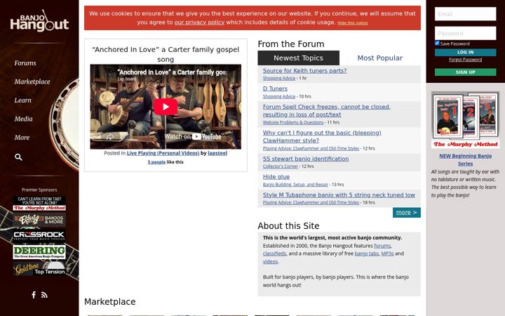 Screenshot of banjohangout.org