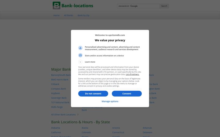 Screenshot of bank-locations.com