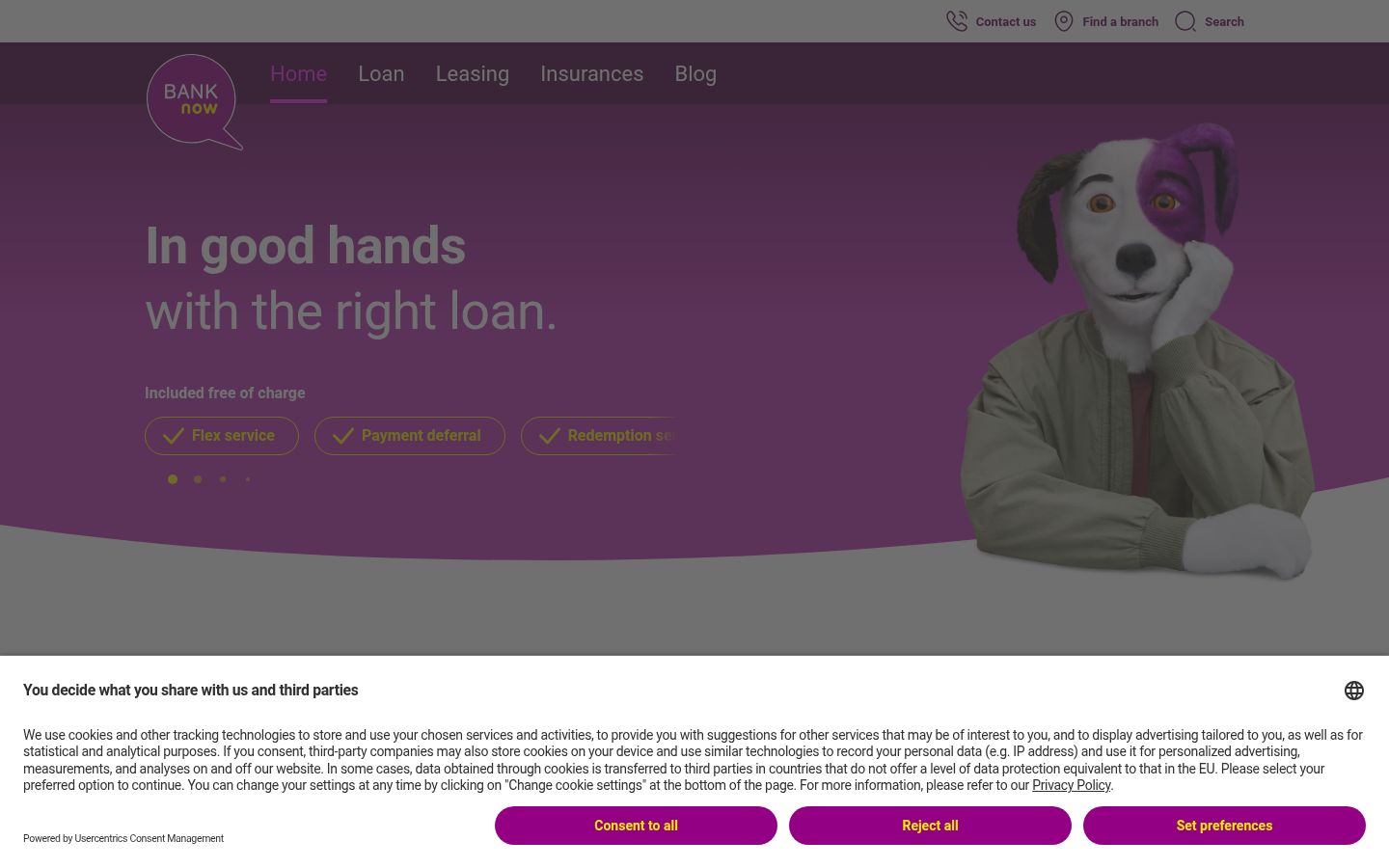 Screenshot of the consent banner shown before any interaction