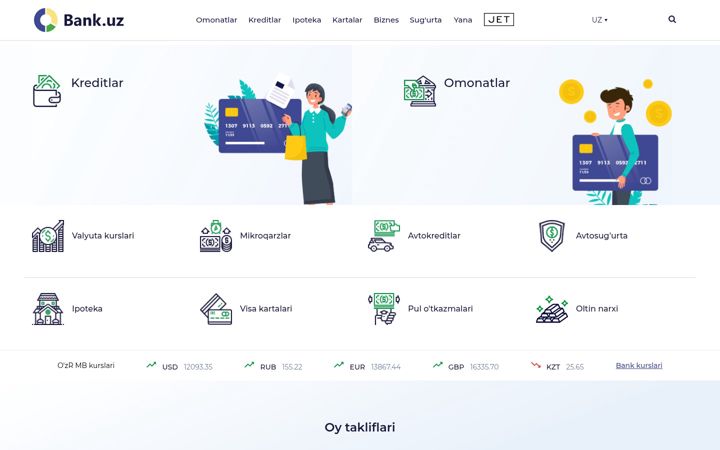 Screenshot of bank.uz