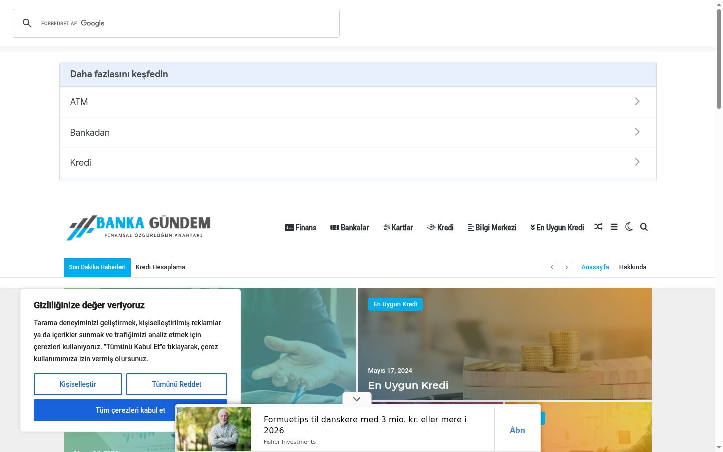 Screenshot of the consent banner shown before any interaction