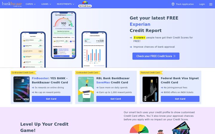 Screenshot ta' bankbazaar.com