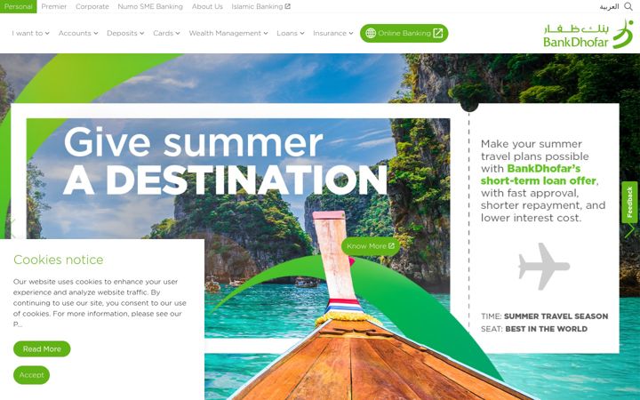 Screenshot of bankdhofar.com