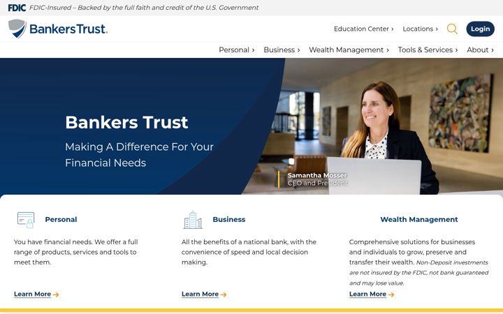 Screenshot of bankerstrust.com