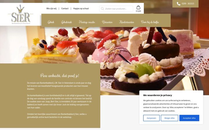 Screenshot of banketbakkerijsier.nl