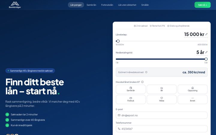Screenshot of bankhelper.se
