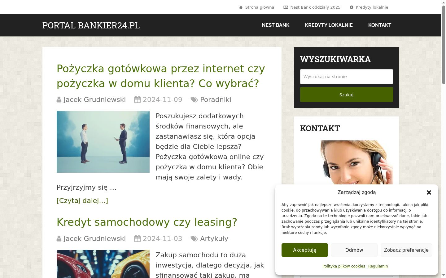 Zrzut ekranu banera zgody wyświetlanego przed jakąkolwiek interakcją
