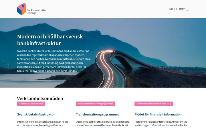 Screenshot of bankinfrastruktur.se