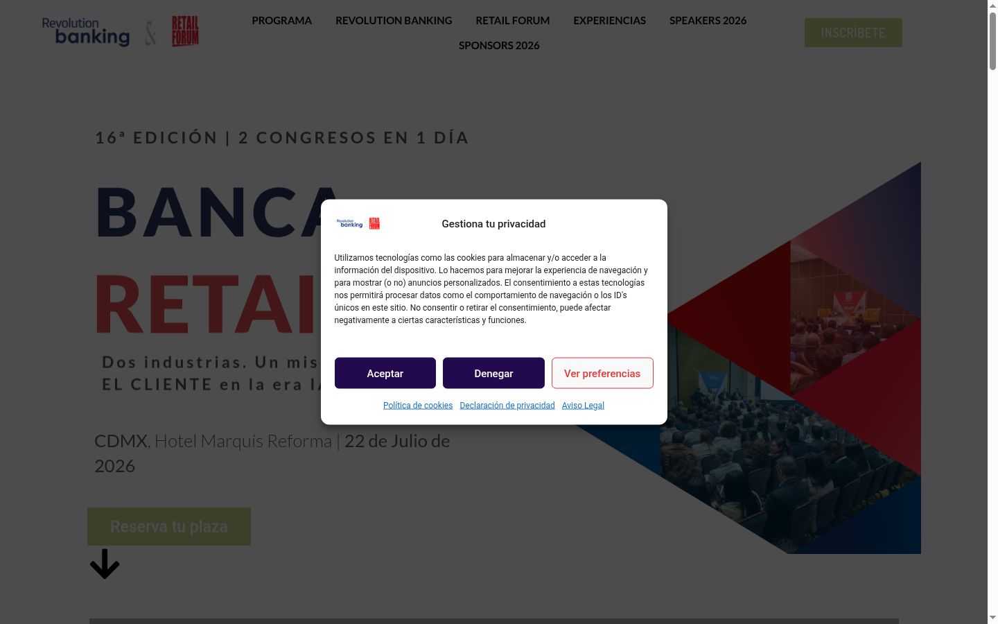 Screenshot of the consent banner shown before any interaction