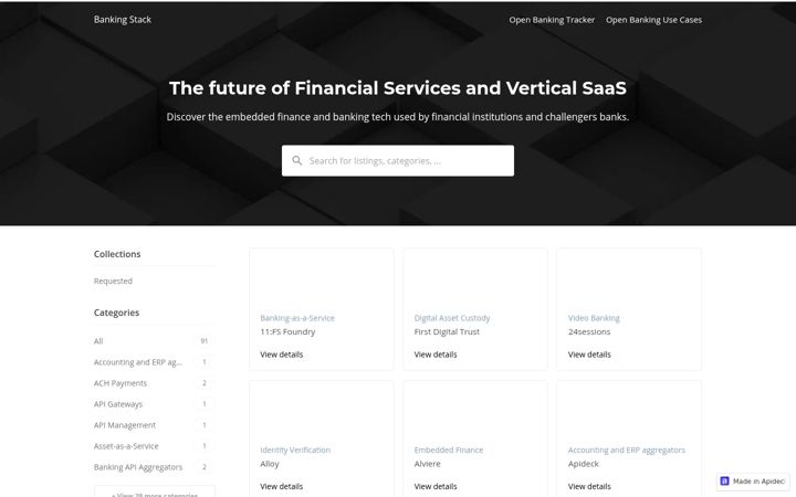 Screenshot of bankingstack.io