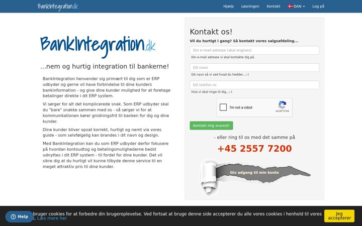 Screenshot of bankintegration.dk