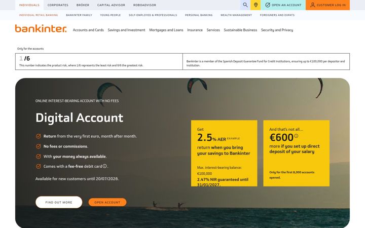 Captura de pantalla de bankinter.com